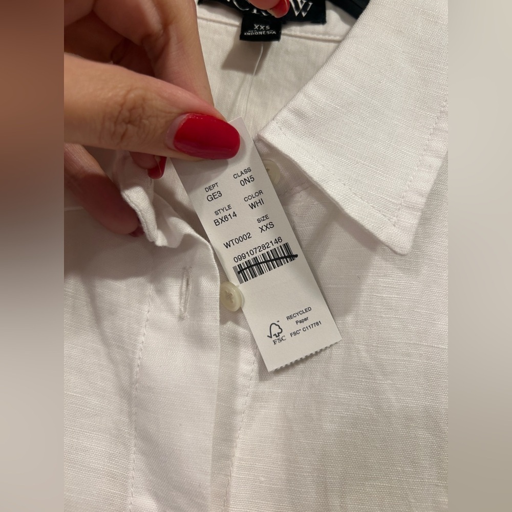 NWT J.Crew Relaxed Fit Shirt Linen Cotton Blend Sheer White Size XXS SEE PICS - Picture 6 of 13